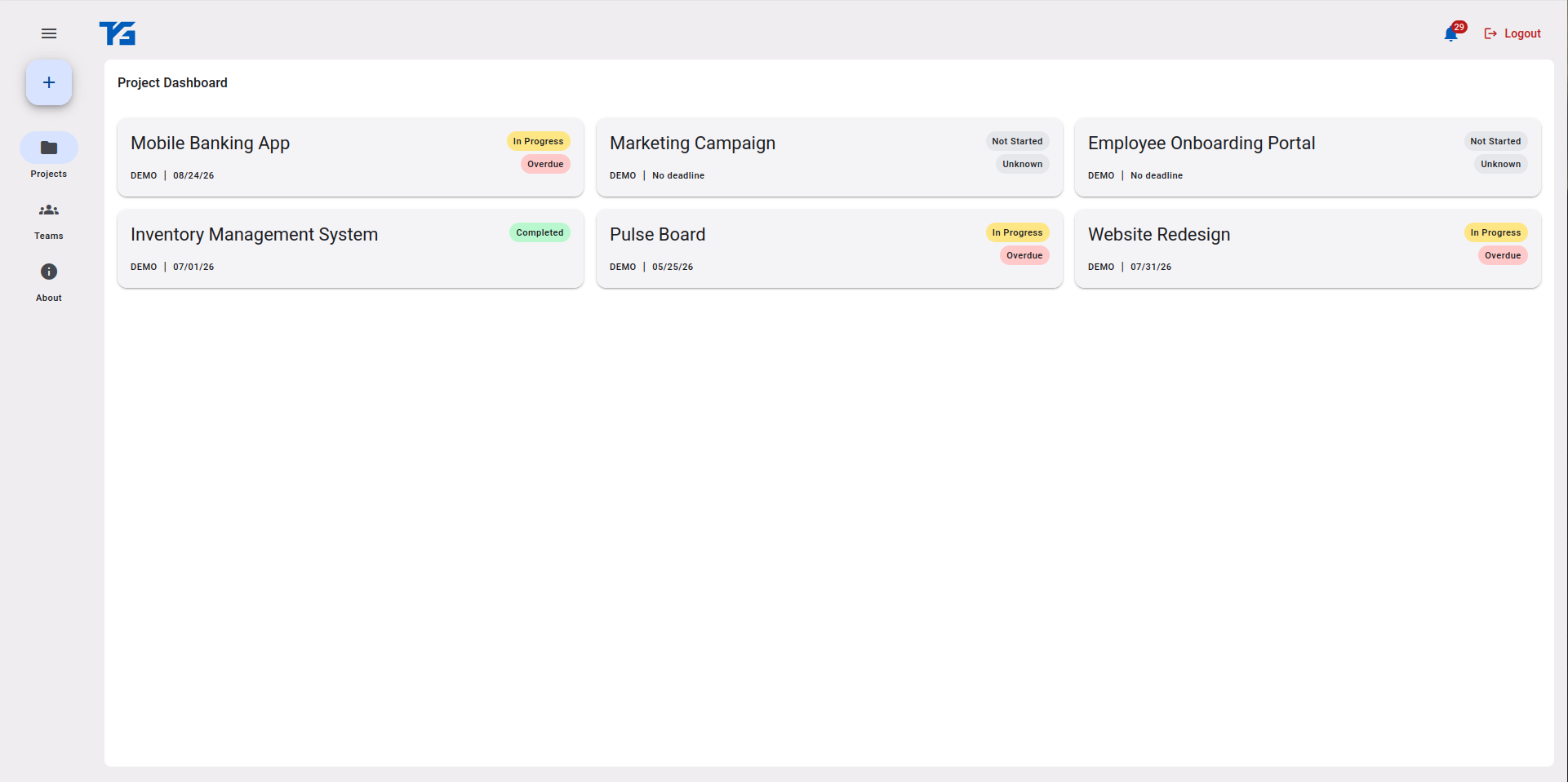 Taskgate Project Dashboard image